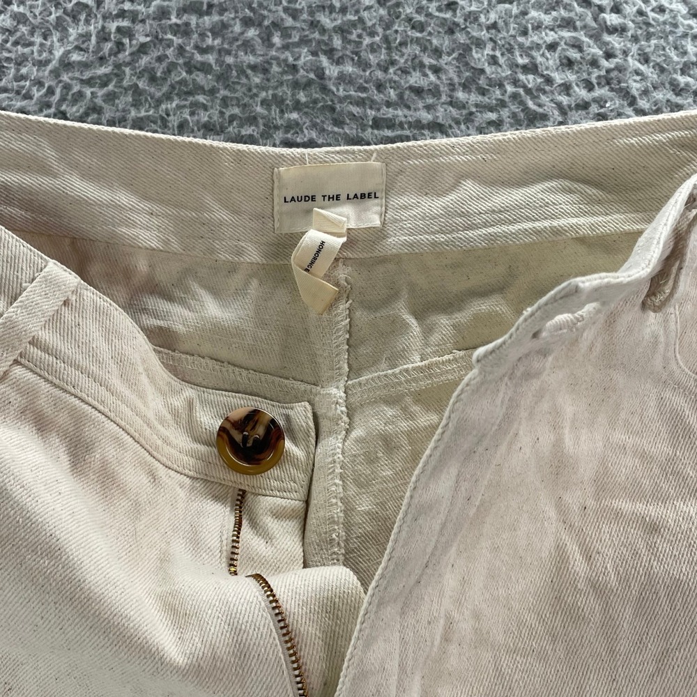 Laude the Label Denim Pants Womens 28 Cream Straight Leg High Rise‎ Sustainable - Picture 8 of 13